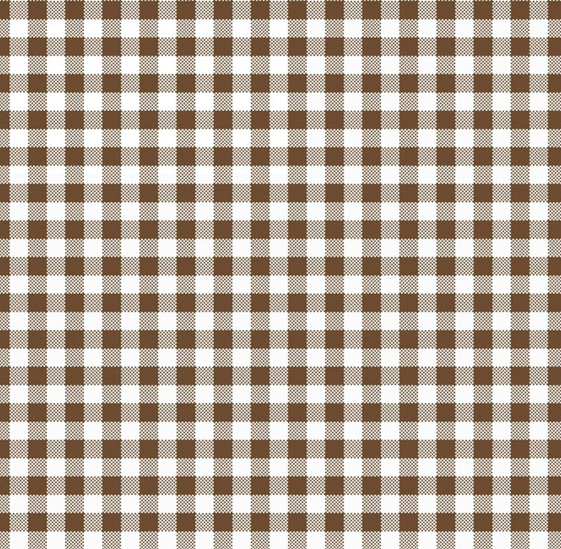 Dark Brown Small Gingham Check   PVC Vinyl Tablecloth 20 Metres x 140cm