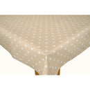 Beige Polka Dot Wider Width PVC Vinyl Oilcloth Tablecloth 180cm wide