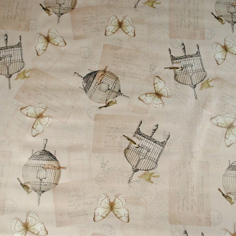 Birdcage and Butterfly Taupe Vinyl Tablecloth 100cm x 140cm