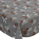 Pine Cones Grey and Brown PVC Vinyl Wipe Clean Tablecloth ROUND 138cm Warehouse Clearance