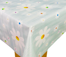 Daisy Flowers on Duckegg Wood Effect Vinyl Tablecloth