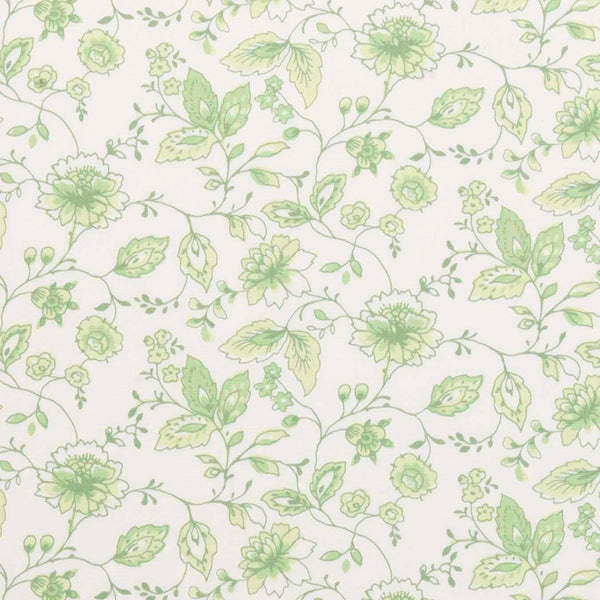 Avril Floral Green Oilcloth Tablecloth 200cm x 132cm by Clarke and Clarke   - Warehouse Clearance