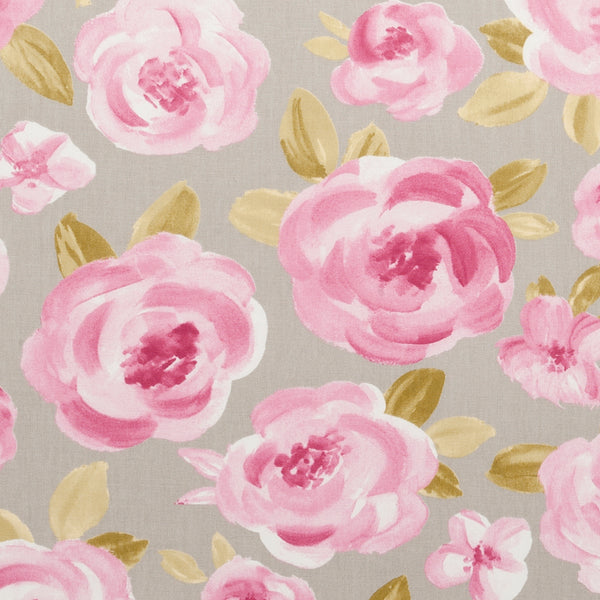 Elodie Grey and Pink Oilcloth Tablecloth 200cm x 132cm by Clarke and Clarke   - Warehouse Clearance