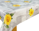 Grey and Yellow Sunflower Patchwork Vinyl Oilcloth Tablecloth