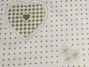 Moss Green Dotty Gingham Hearts Vinyl Oilcloth Tablecloth