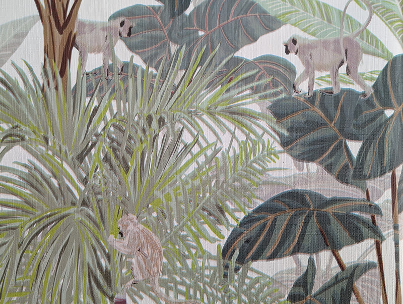 Tropical Monkey Jungle Green Tex Vinyl Oilcloth Tablecloth