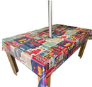 American Diner Tablecloth with Parasol Hole Wipe Clean Tablecloth Vinyl PVC Rectangle 200cm x 140cm