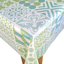Sage Green and Mineral Tiles Vinyl Oilcloth Tablecloth