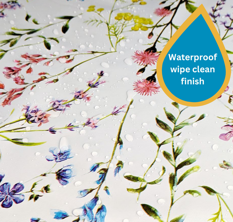 Summer Meadow Flowers Vinyl Oilcloth Tablecloth