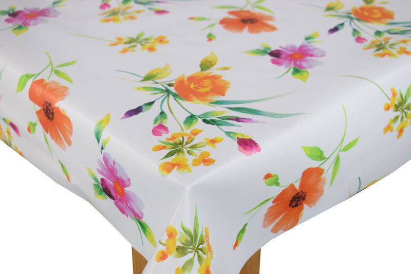 Summer Flowers Multi Vinyl Oilcloth Tablecloth