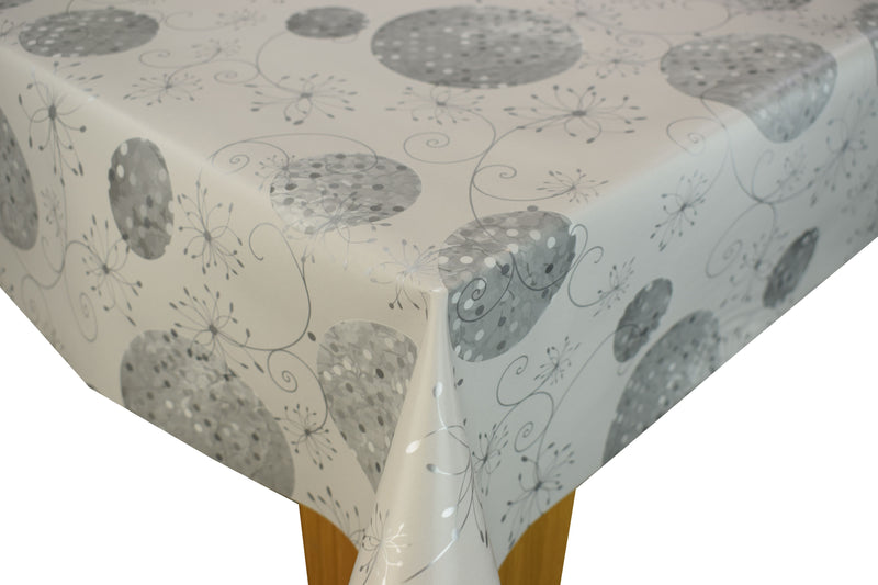 Baubles Silver Swirl Vinyl Oilcloth Tablecloth