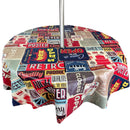 American Diner Tablecloth with Parasol Hole Wipe Clean Tablecloth Vinyl PVC Round 138cm