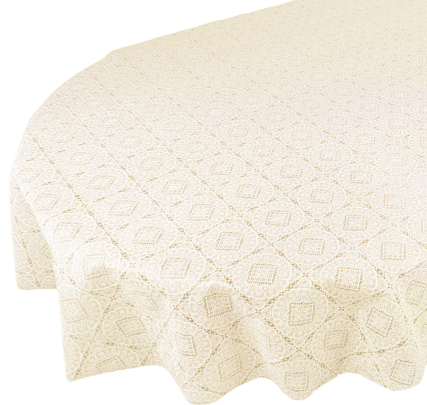 Oval Angel Lace Cream Wipe Clean PVC Vinyl Tablecloth 250cm x 140cm