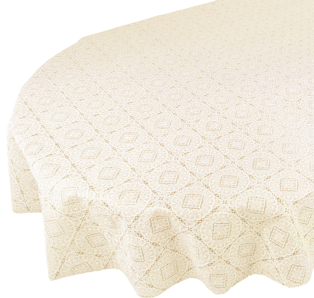 Angel Cream Lace Pattern vinyl tablecloth OVAL 220cm x 140cm-Warehouse Clearance