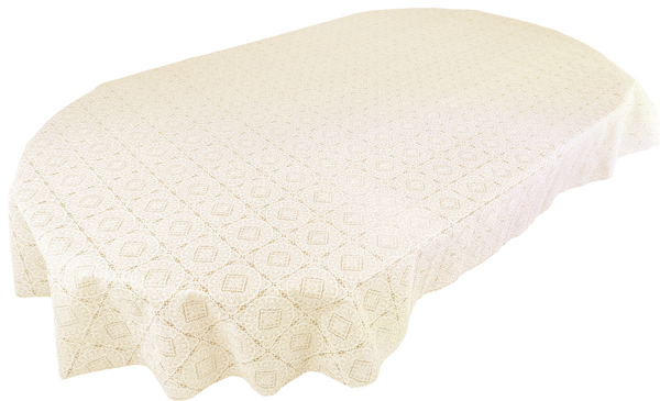 Oval Angel Lace Cream Wipe Clean PVC Vinyl Tablecloth 200cm x 140cm