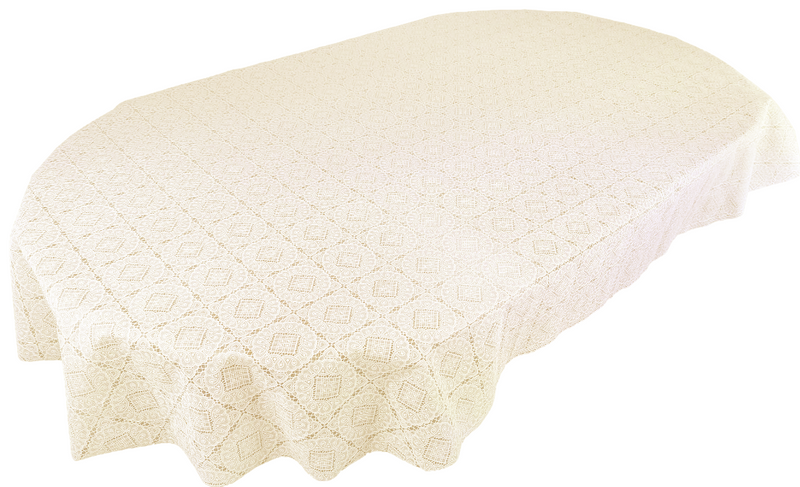 Oval Angel Lace Cream Wipe Clean PVC Vinyl Tablecloth 200cm x 140cm