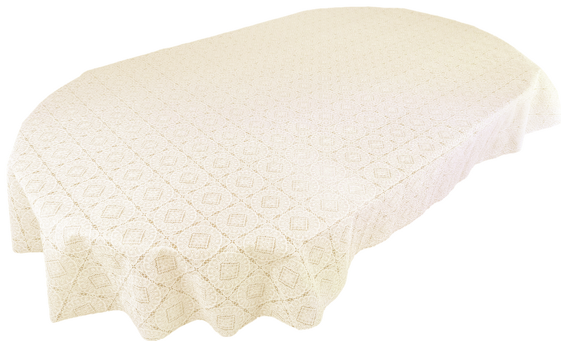 Oval Angel Lace Cream Wipe Clean PVC Vinyl Tablecloth 180cm x 140cm