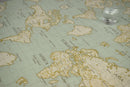 World Map Duck Egg 100% Cotton Fabric by Fryetts