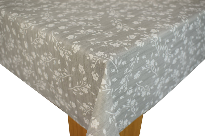 Floral Grey Flowers Vinyl Oilcloth Tablecloth