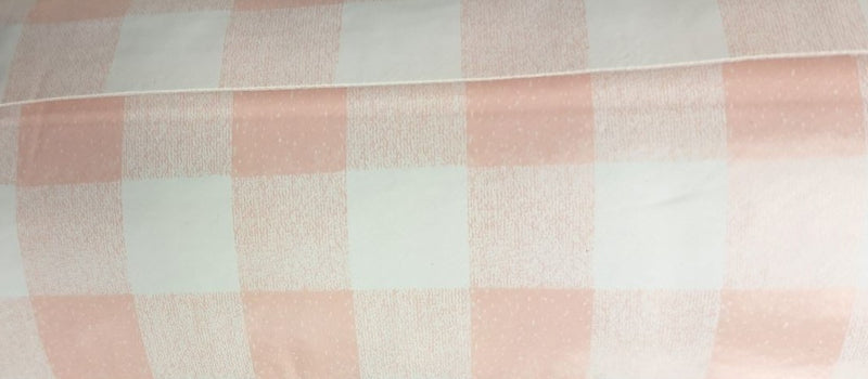 Baby Pink Gingham Check PVC Vinyl Tablecloth Roll 20 Metres x 140cm