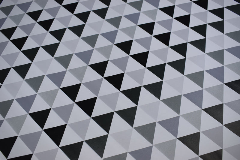 Gretna Geometric Triangle Grey  PVC Vinyl Tablecloth 20 Metres x 140cm