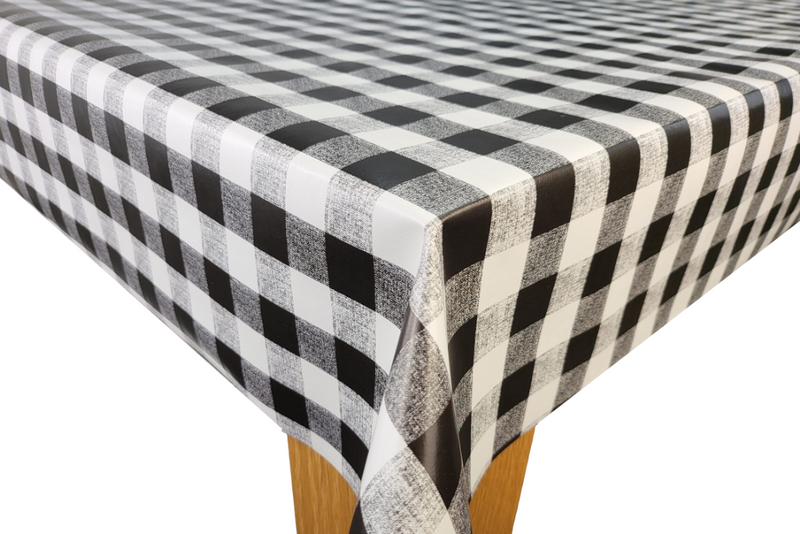 Black White Check PVC Vinyl  Tablecloth