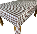 Brown  Gingham Check Vinyl Oilcloth Tablecloth