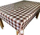 Brown 38mm Gingham Check Vinyl Oilcloth Tablecloth