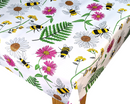 Busy Bee Meadow Bright Parasol Hole Wipe Clean Tablecloth Vinyl PVC Round 138cm