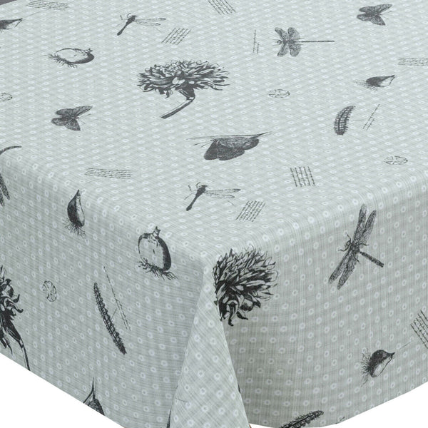 Butterfly Dragonfly Duckegg Green Vinyl Oilcloth Tablecloth