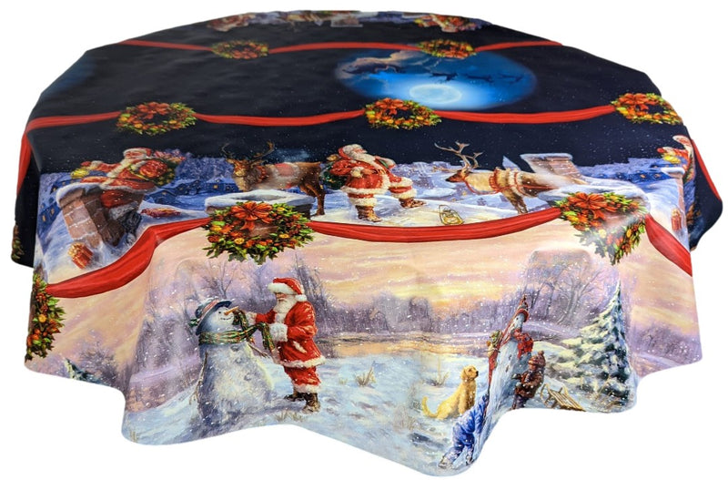 Christmas Night  Vinyl Oilcloth Tablecloth