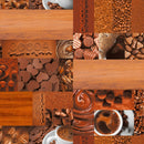 Coffee and Chocolates on Wood Vinyl Oilcloth Tablecloth