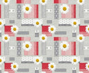 Daisy Grey and Pink Geometric  Shapes Vinyl Oilcloth Tablecloth