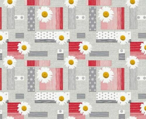 Daisy Grey and Pink Geometric  Shapes Vinyl Oilcloth Tablecloth