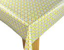 Geometric Circles Citrus and Grey Vinyl Oilcloth Tablecloth