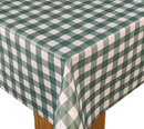 Moss Green Gingham Bistro Check  PVC Vinyl Tablecloth 20 Metres x 140cm