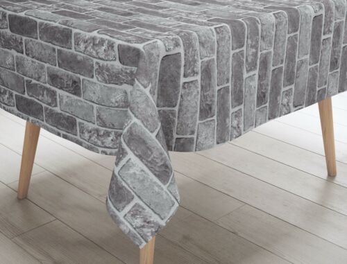 Grey Brick Wall Effect Vinyl Tablecloth
