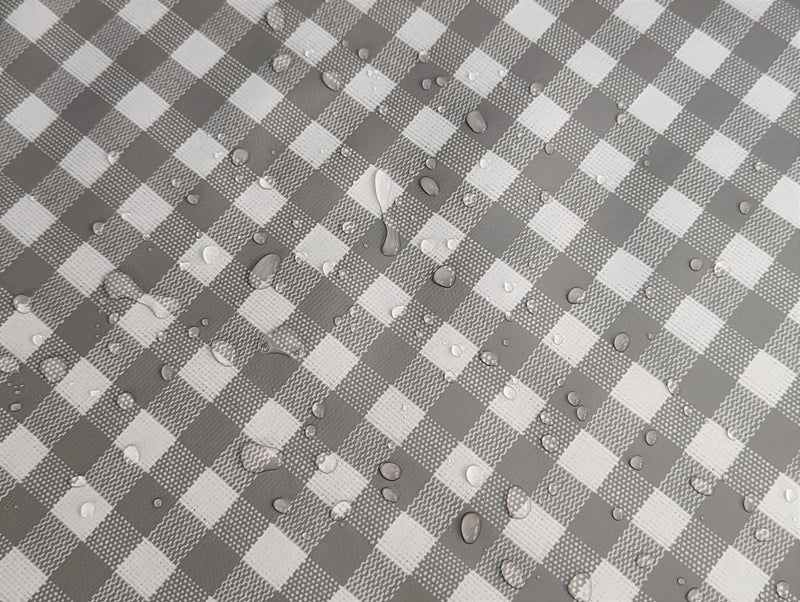 Bistro Check Grey Vinyl Oilcloth Tablecloth