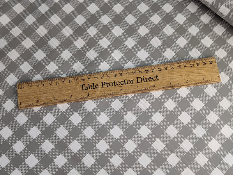 Bistro Check Grey Vinyl Oilcloth Tablecloth