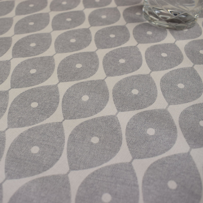 Extra Wide 160cm Round Wipe Clean Tablecloth Vinyl PVC Grey Designer Leaf