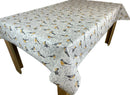 Birds Ochre Grey Polka Dot Vinyl Oilcloth Tablecloth