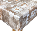 Hearts at Home Taupe PVC Vinyl Wipe Clean Tablecloth