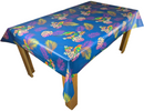 Jungle Parrots Navy Blue Vinyl Oilcloth Tablecloth