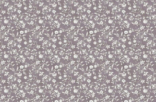 Mia White Floral on Grey Vinyl Oilcloth Tablecloth