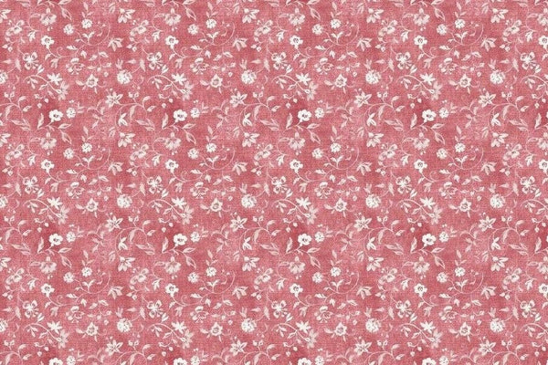 Mia White Floral on Pink Vinyl Oilcloth Tablecloth