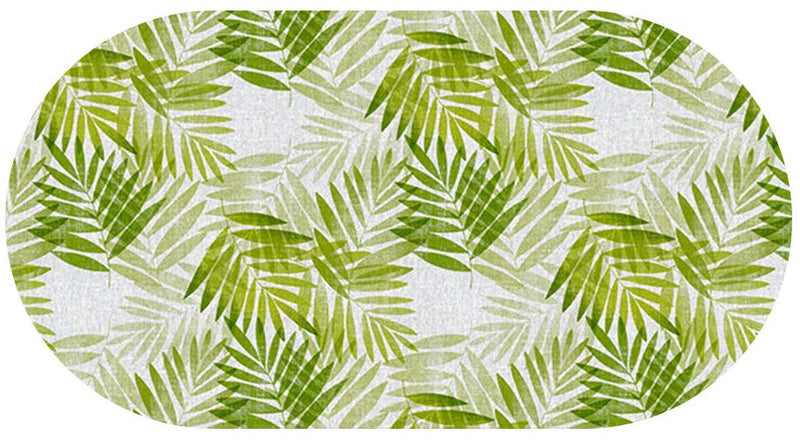 Oval Wipe Clean Tablecloth Vinyl PVC 180cm x 140cm Exotic Leaves Green