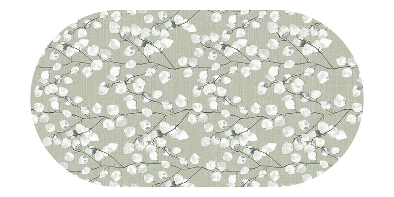 Oval Honesty Sage Green Wipe Clean PVC Vinyl Tablecloth  200cm x 140cm