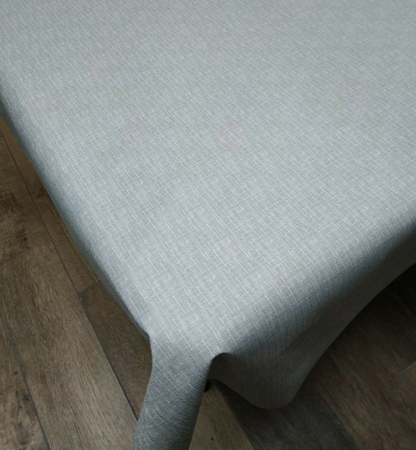 Pewter Grey Linen Look Vinyl Oilcloth Tablecloth