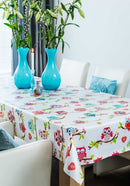 Emily Owl Grey Multi  PVC Vinyl Tablecloth Roll 20 Metres x 140cm