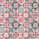 Grey and Pink Geometric Floral  PVC Vinyl Tablecloth 20 Metres x 140cm